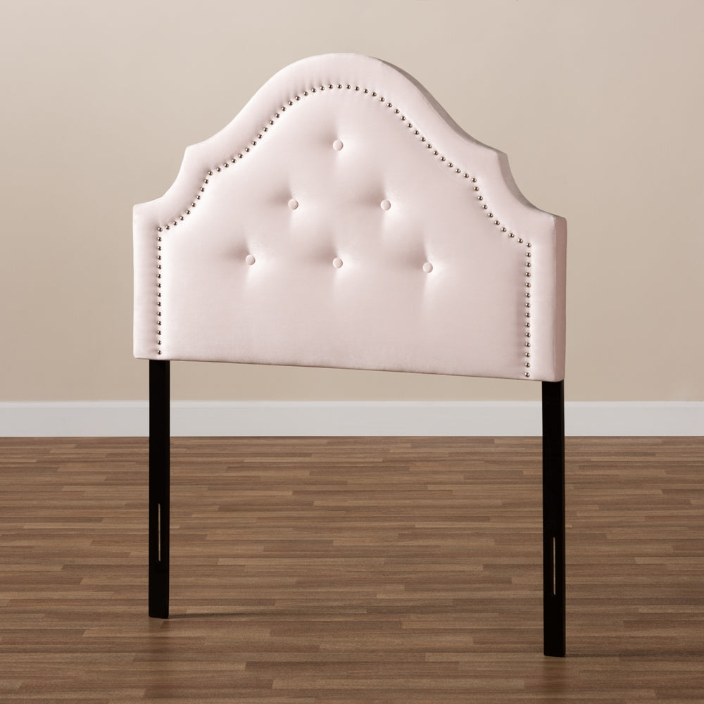 Cora Modern and Contemporary Light Pink Velvet Fabric Upholstered Twin Size Headboard