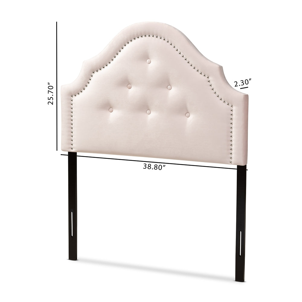 Cora Modern and Contemporary Light Pink Velvet Fabric Upholstered Twin Size Headboard