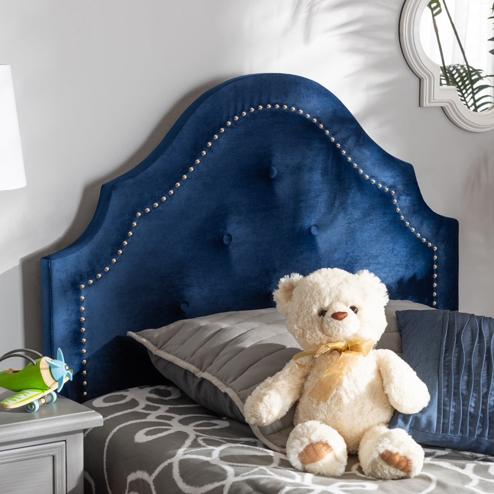 Cora Modern and Contemporary Royal Blue Velvet Fabric Upholstered Twin Size Headboard