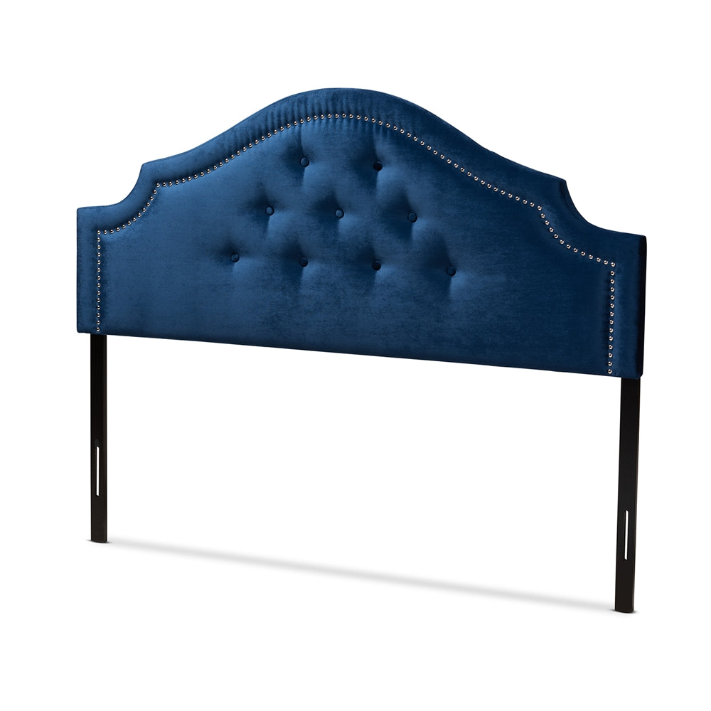 Cora Modern and Contemporary Royal Blue Velvet Fabric Upholstered Queen Size Headboard