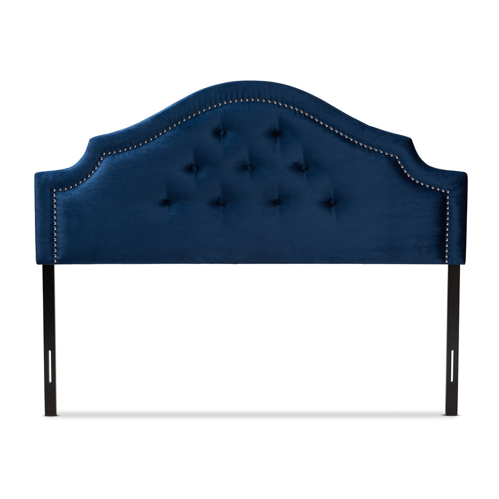 Cora Modern and Contemporary Royal Blue Velvet Fabric Upholstered Queen Size Headboard