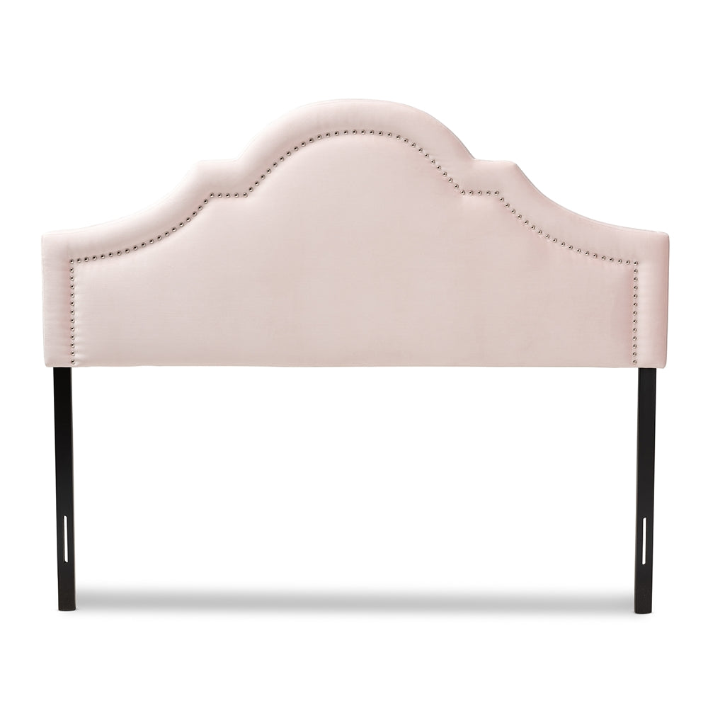Rita Modern and Contemporary Light Pink Velvet Fabric Upholstered Queen Size Headboard