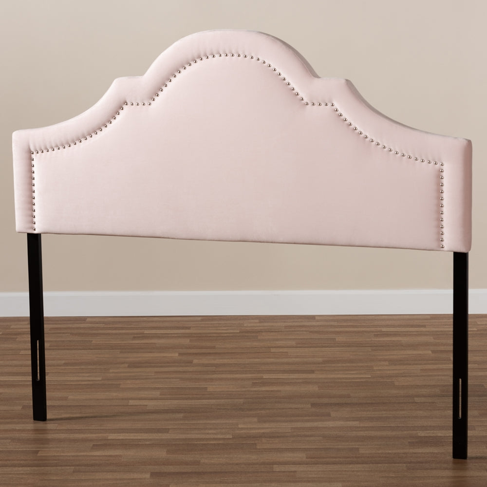 Rita Modern and Contemporary Light Pink Velvet Fabric Upholstered Queen Size Headboard