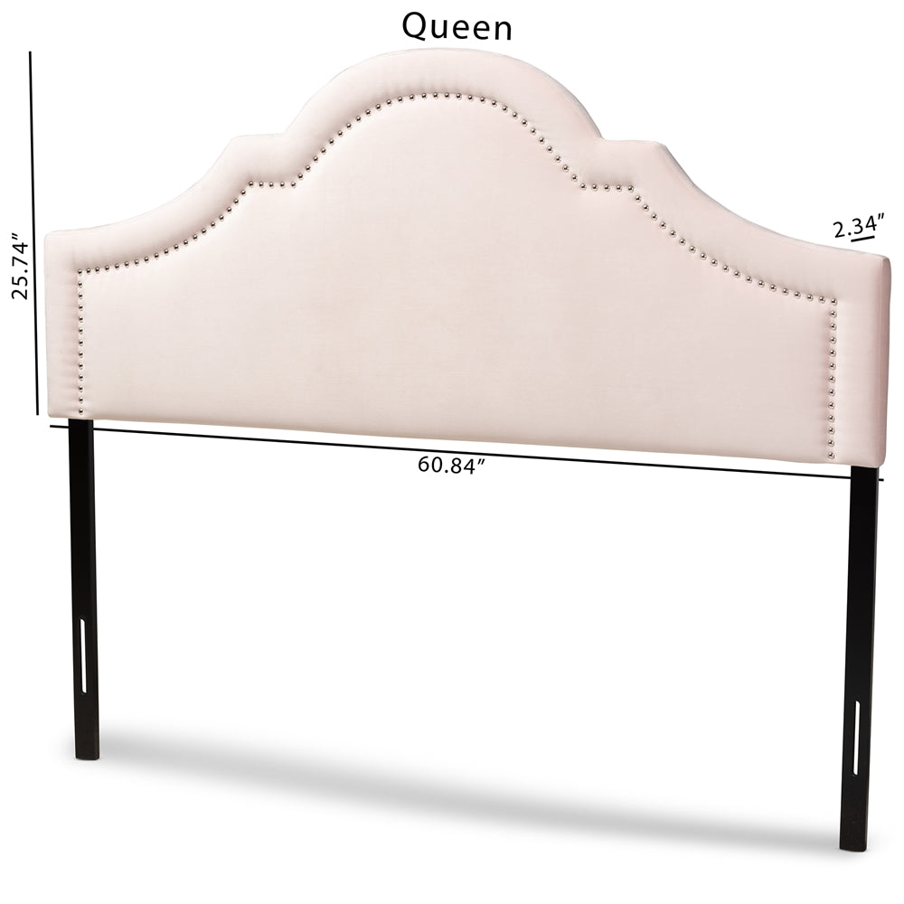 Rita Modern and Contemporary Light Pink Velvet Fabric Upholstered Queen Size Headboard