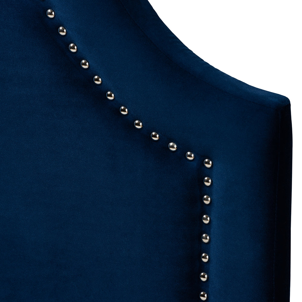Rita Modern and Contemporary Navy Blue Velvet Fabric Upholstered Twin Size Headboard