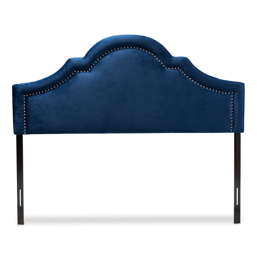 Rita Modern and Contemporary Navy Blue Velvet Fabric Upholstered Full Size Headboard