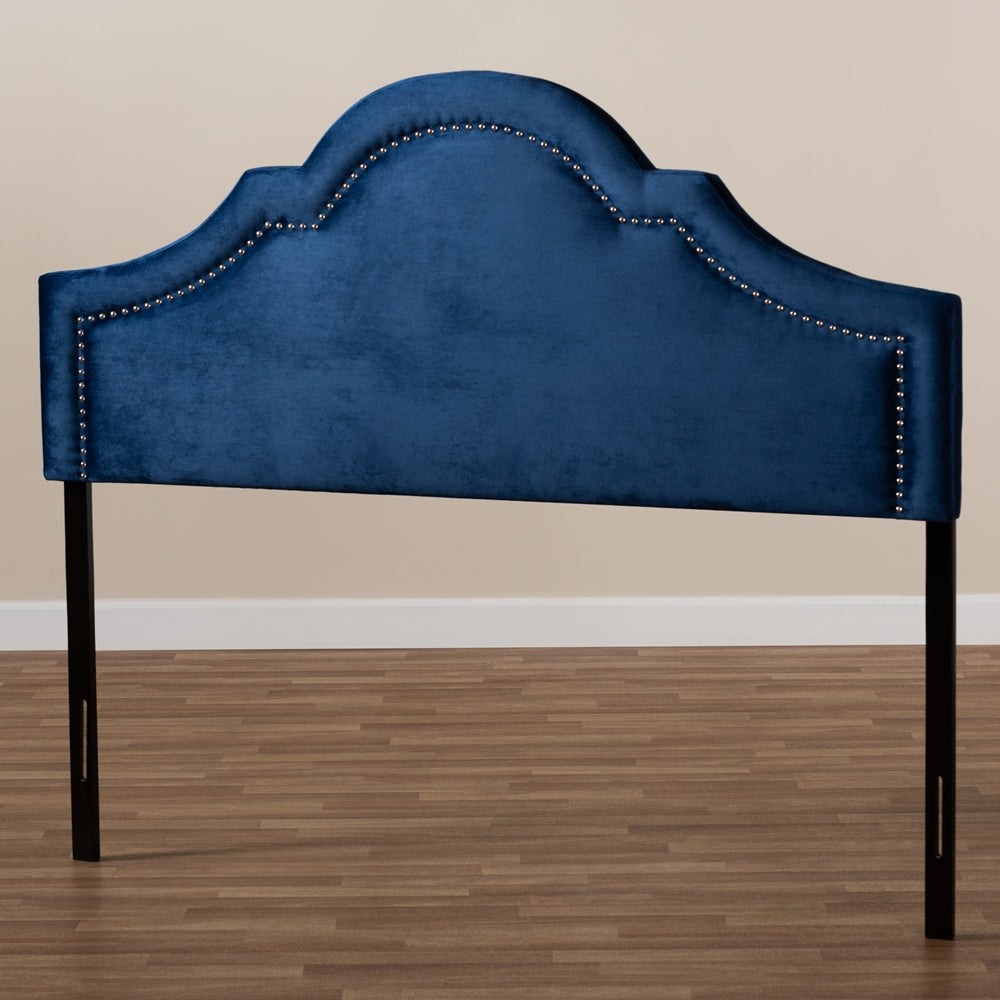 Rita Modern and Contemporary Navy Blue Velvet Fabric Upholstered Full Size Headboard
