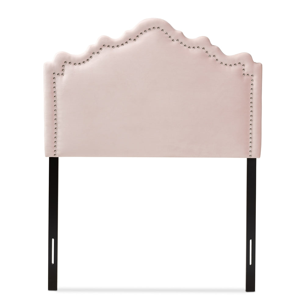 Nadeen Modern and Contemporary Light Pink Velvet Fabric Upholstered Twin Size Headboard