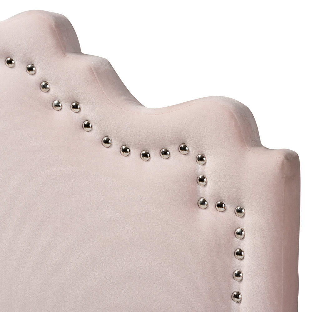 Nadeen Modern and Contemporary Light Pink Velvet Fabric Upholstered Twin Size Headboard