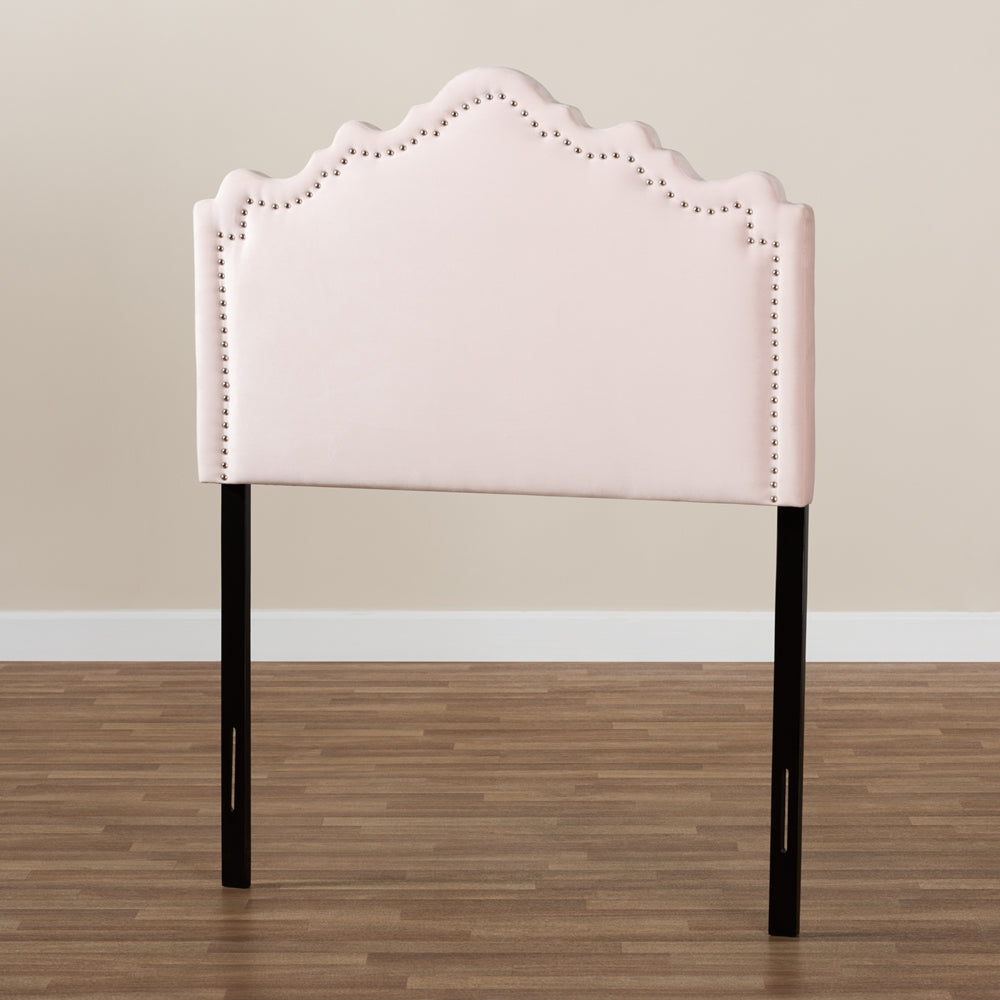 Nadeen Modern and Contemporary Light Pink Velvet Fabric Upholstered Twin Size Headboard