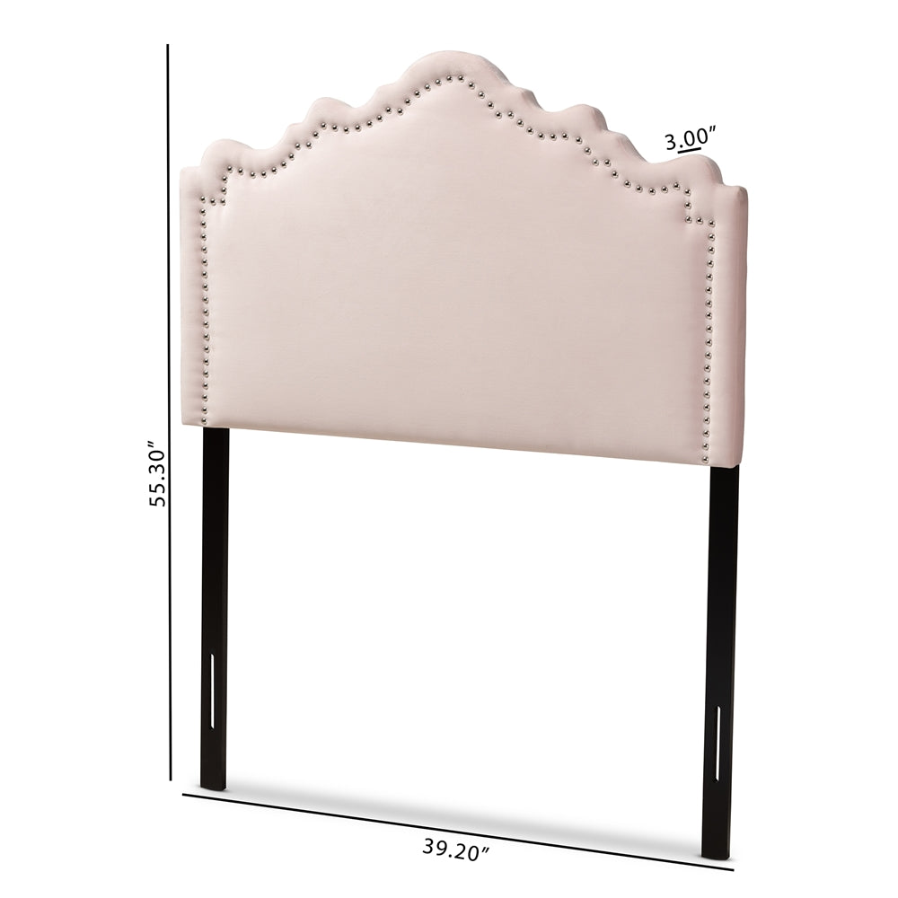 Nadeen Modern and Contemporary Light Pink Velvet Fabric Upholstered Twin Size Headboard