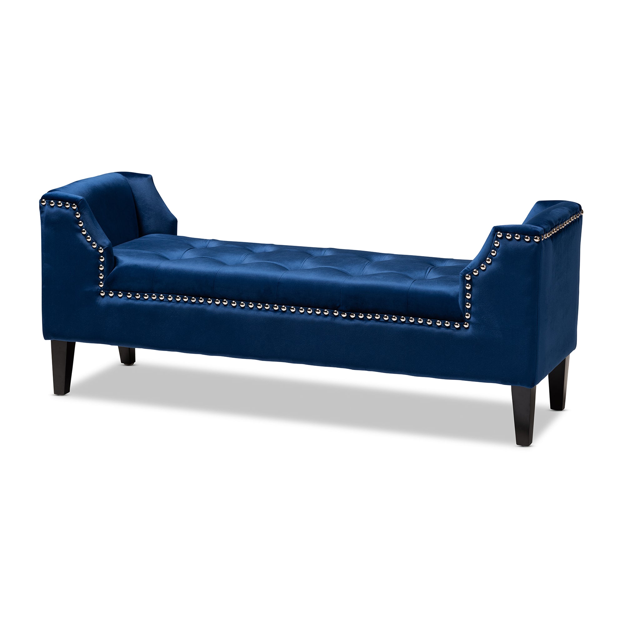 Baxton Studio Perret Modern and Contemporary Royal Blue Velvet Fabric Upholstered Espresso Finished Wood Bench