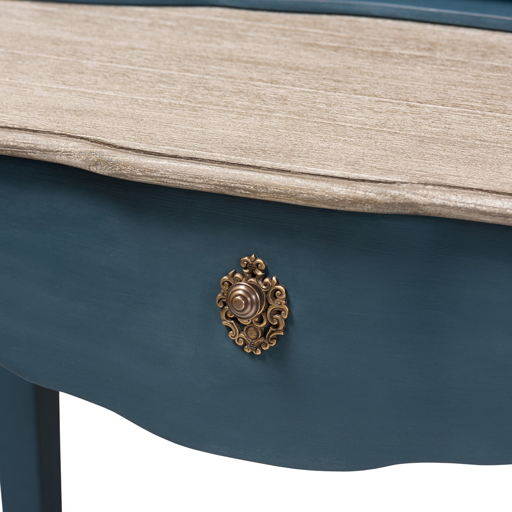 Celestine French Provincial Blue Spruce Finished Wood Accent Writing Desk