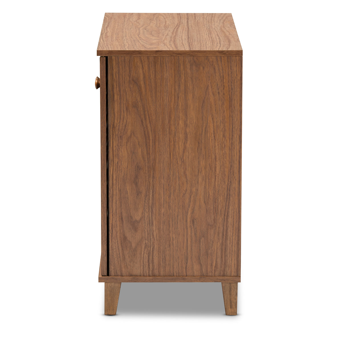 Coolidge Modern and Contemporary Walnut Finished 4-Shelf Wood Shoe Storage Cabinet