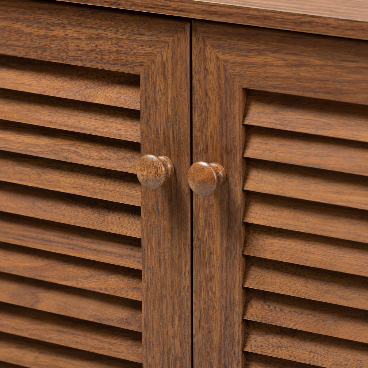 Coolidge Modern and Contemporary Walnut Finished 4-Shelf Wood Shoe Storage Cabinet
