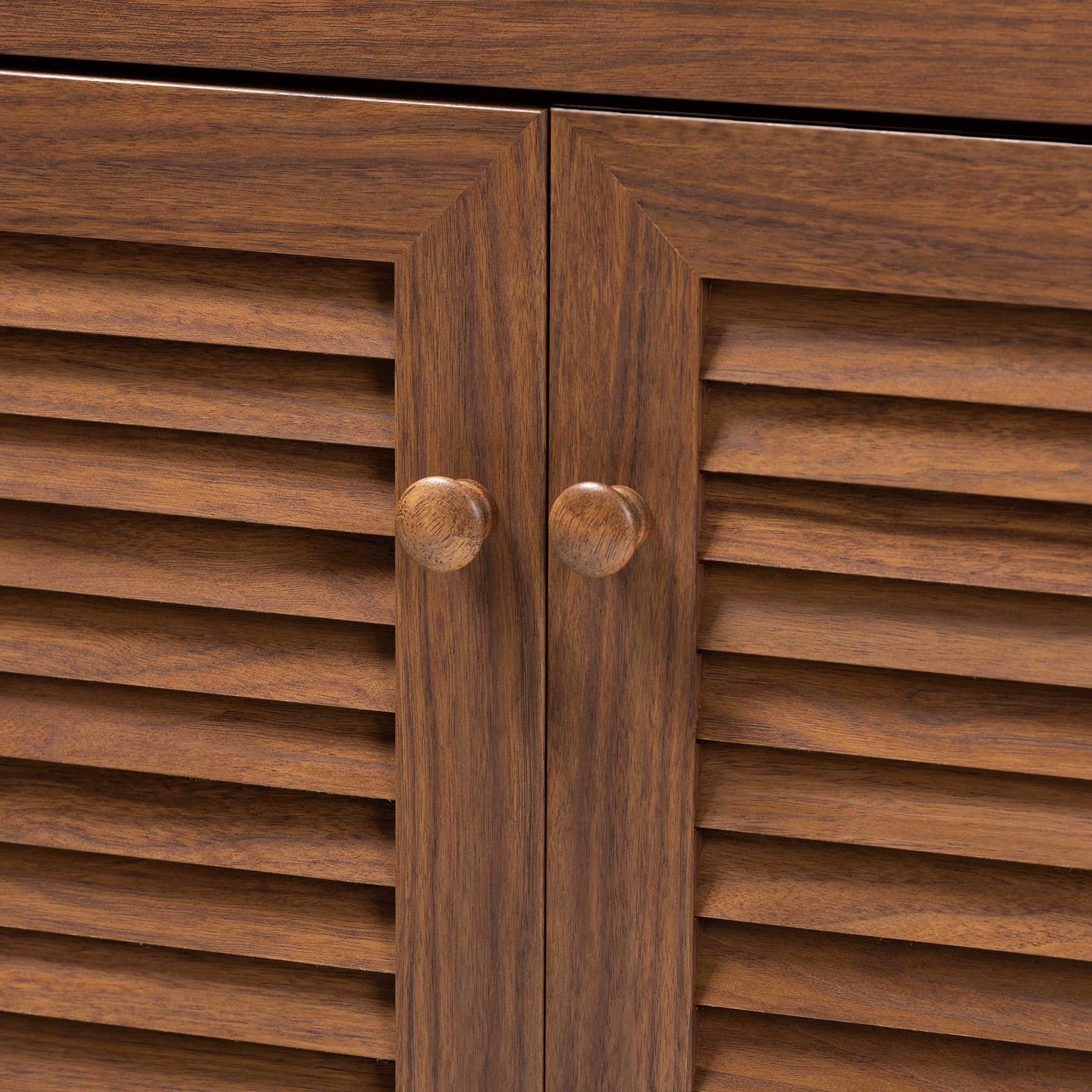 Coolidge Modern and Contemporary Walnut Finished 4-Shelf Wood Shoe Storage Cabinet with Drawer