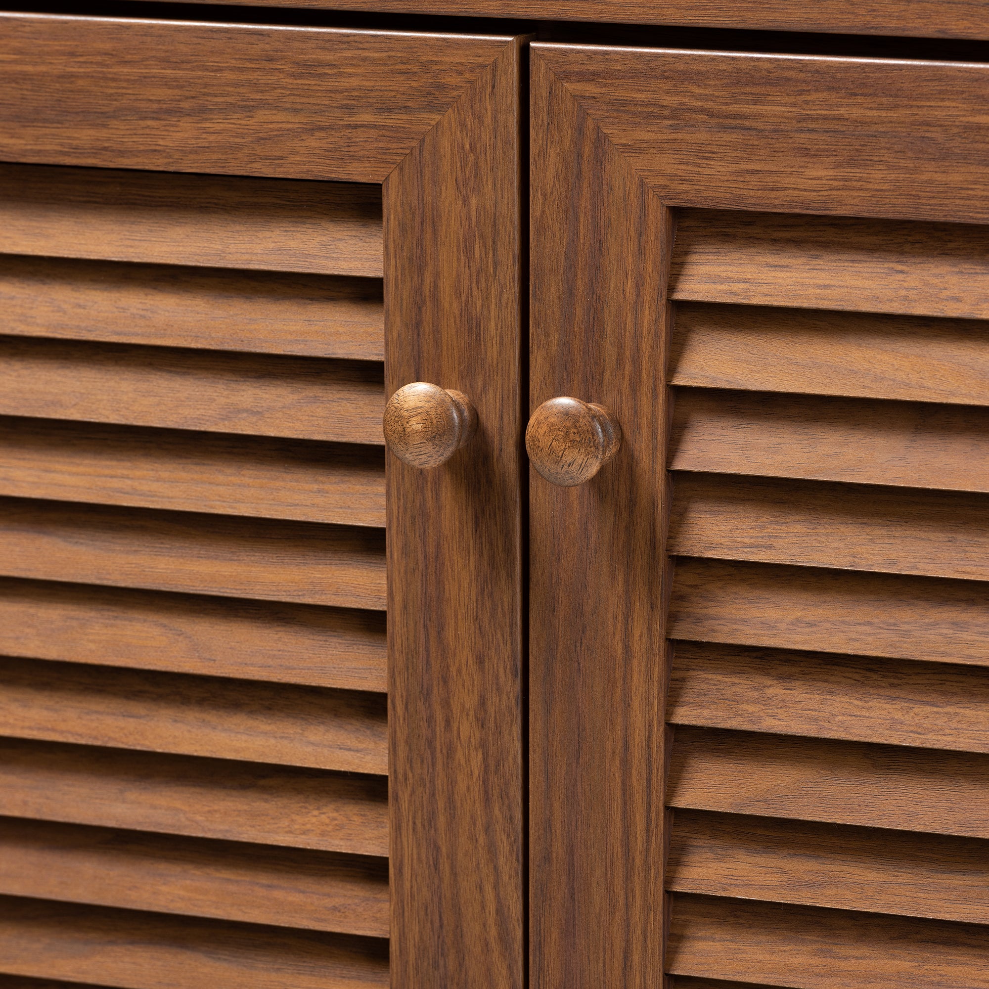 Coolidge Modern and Contemporary Walnut Finished 5-Shelf Wood Shoe Storage Cabinet with Drawer