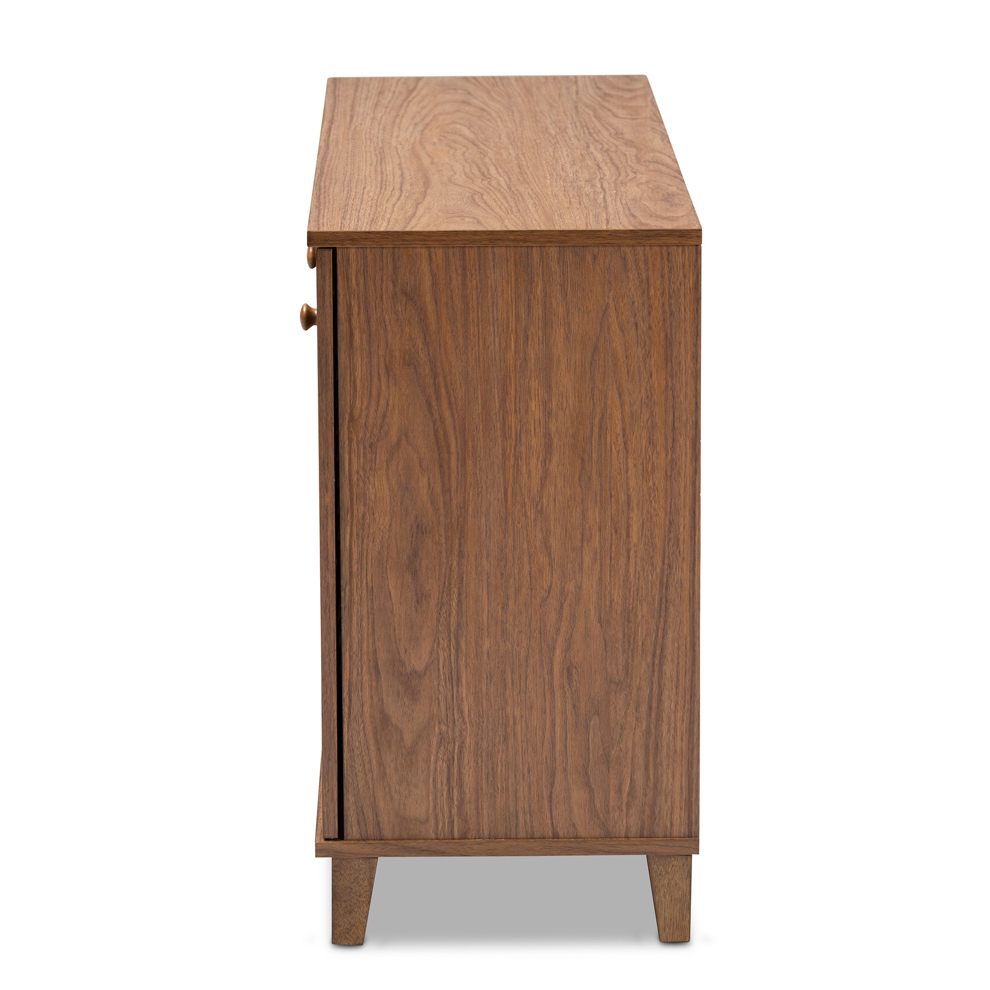 Coolidge Modern and Contemporary Walnut Finished 8-Shelf Wood Shoe Storage Cabinet