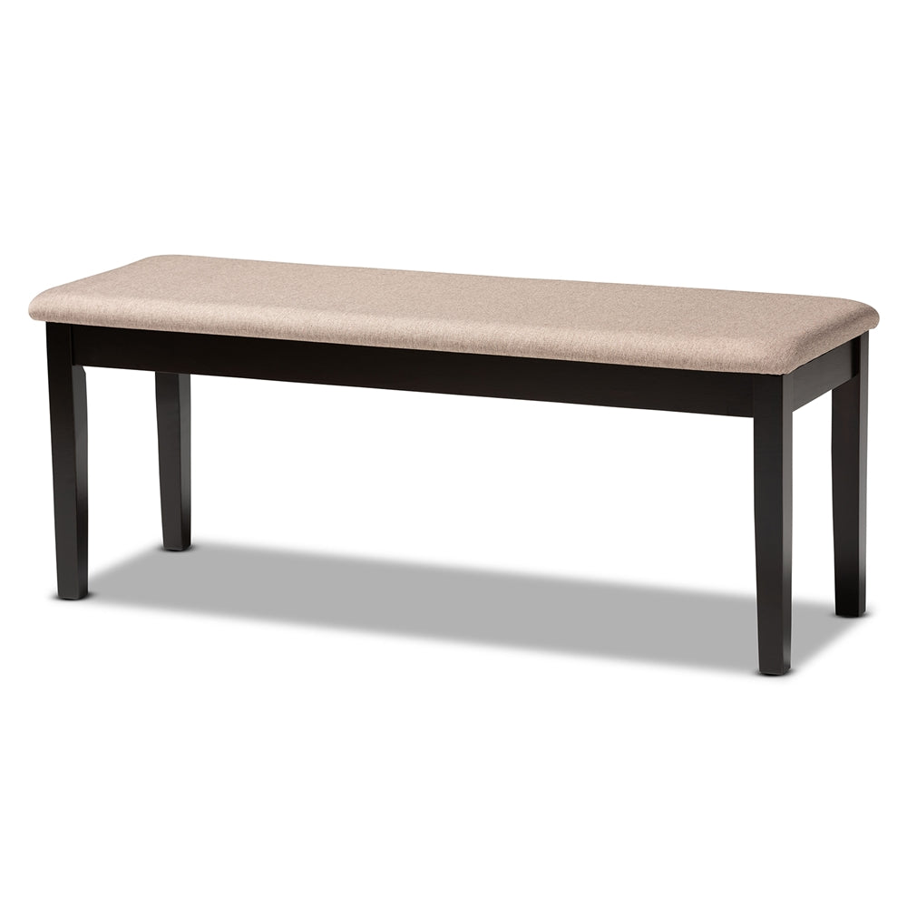Minette Modern and contemporary Sand Fabric Upholstered and Dark Brown Finished Wood 6-Piece Dining Set