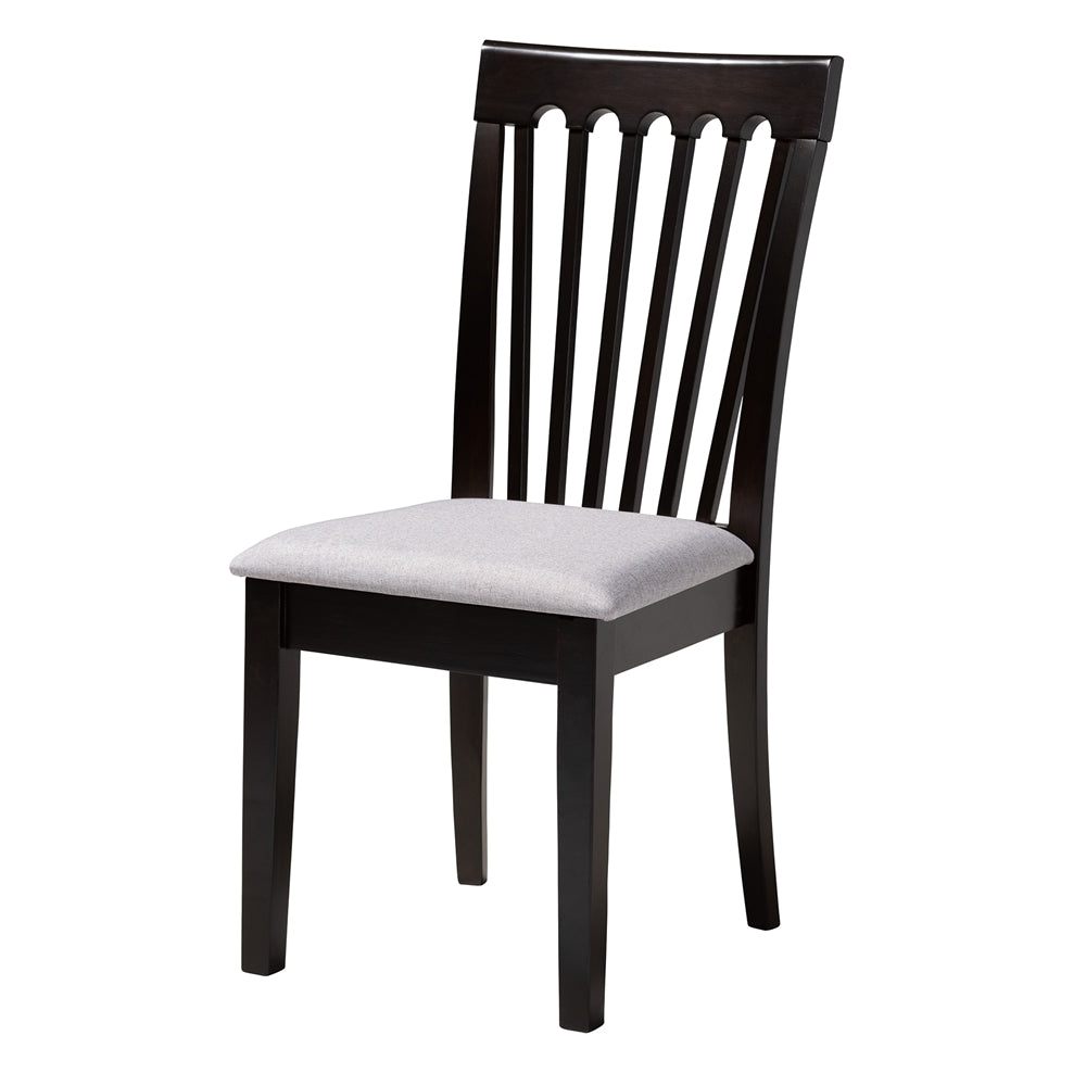 Nina Modern Grey Fabric and Espresso Brown Finished Wood 5-Piece Dining Set