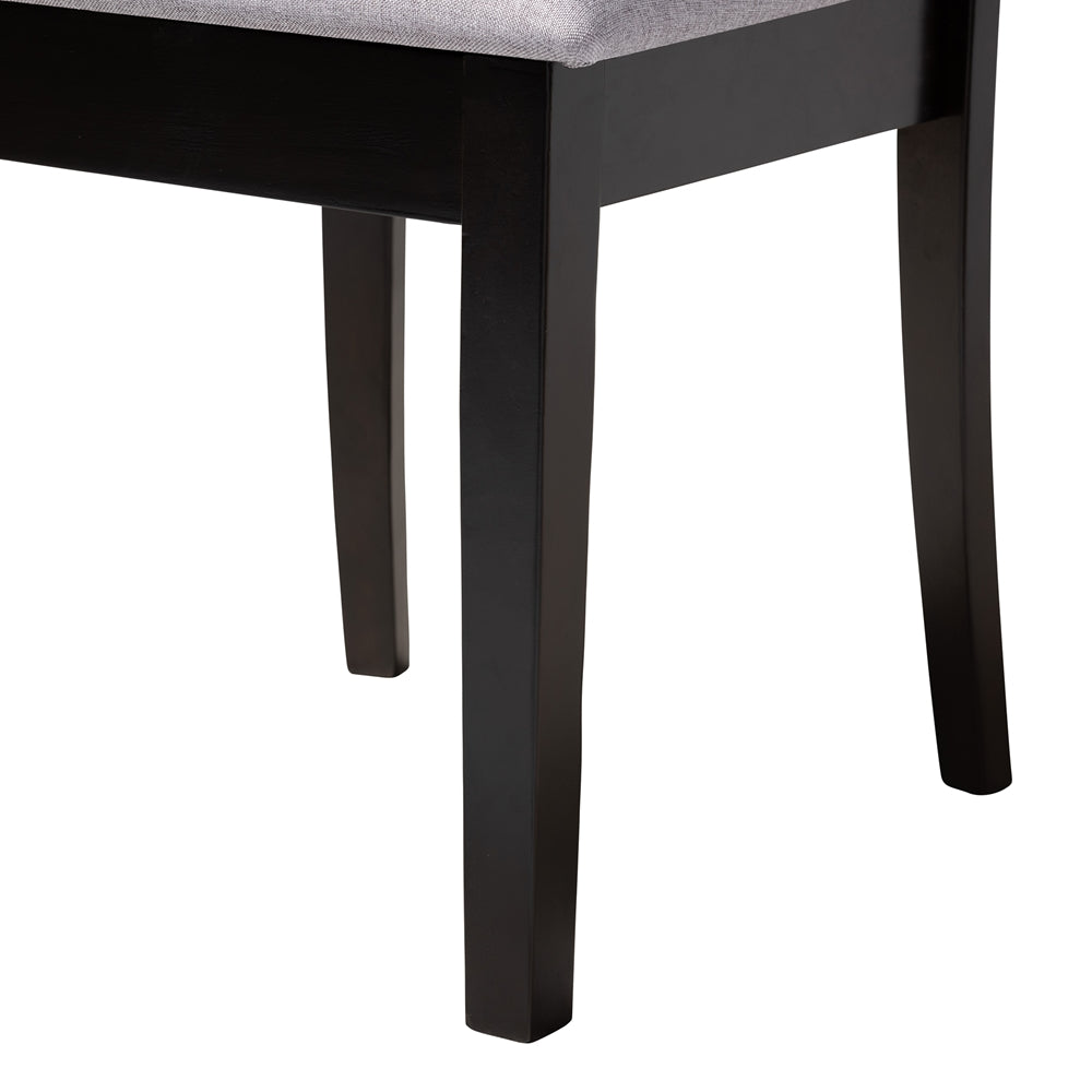 Nina Modern Grey Fabric and Espresso Brown Finished Wood 5-Piece Dining Set