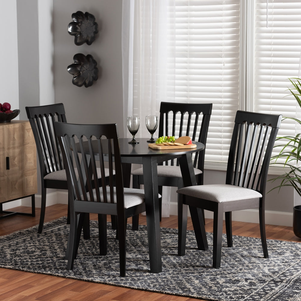 Nina Modern Grey Fabric and Espresso Brown Finished Wood 5-Piece Dining Set