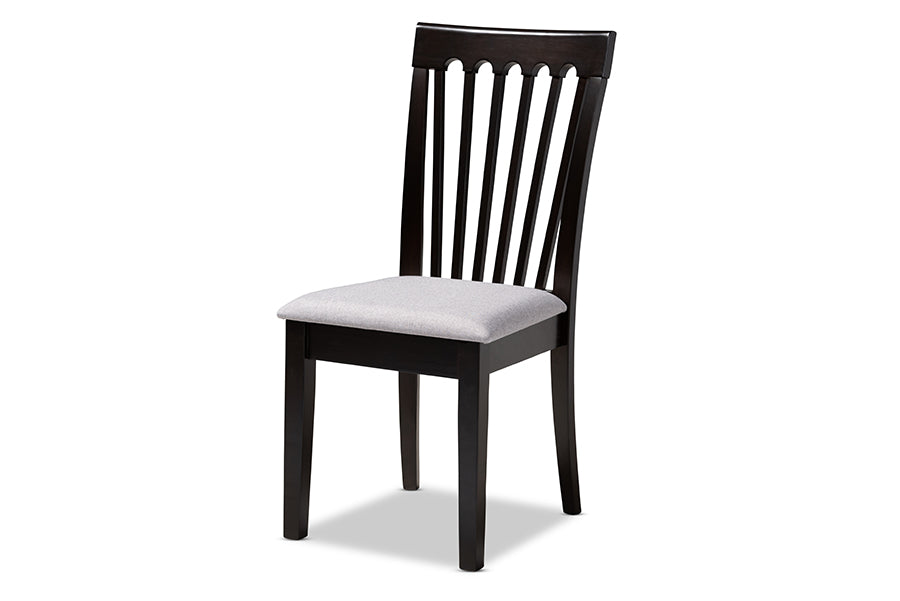 Minette Modern and Contemporary Grey Fabric Upholstered Espresso Brown Finished Wood Dining Chair Set of 4