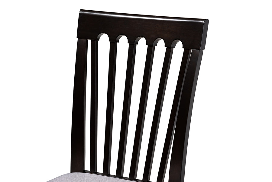Minette Modern and Contemporary Grey Fabric Upholstered Espresso Brown Finished Wood Dining Chair Set of 4