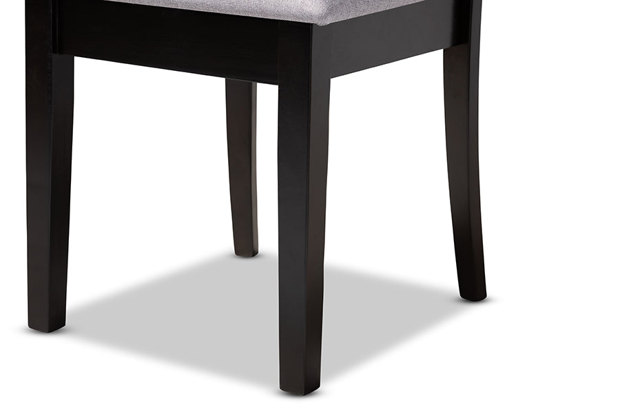 Minette Modern and Contemporary Grey Fabric Upholstered Espresso Brown Finished Wood Dining Chair Set of 4