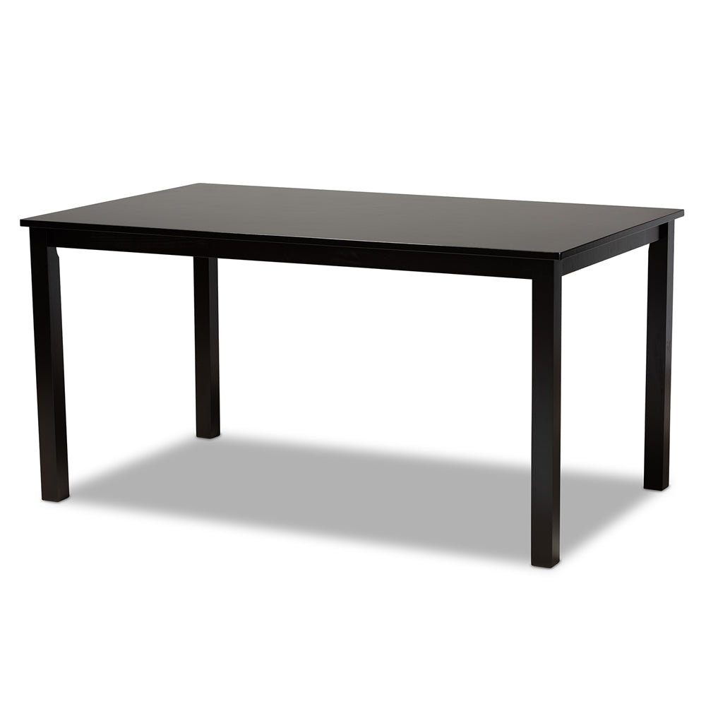 Lenoir Modern and Contemporary Sand Fabric Upholstered Espresso Brown Finished Wood 7-Piece Dining Set