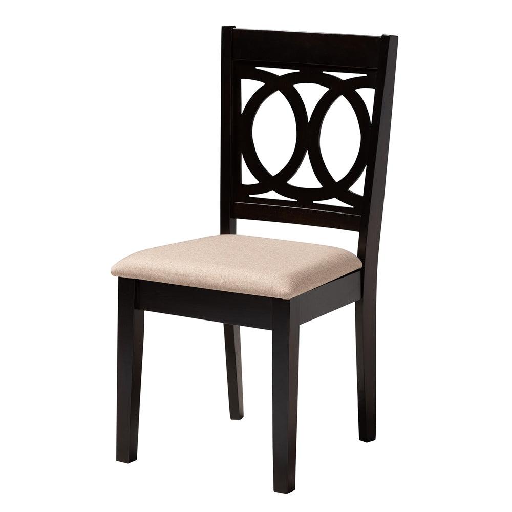 Sanne Modern Beige Fabric and Espresso Brown Finished Wood 5-Piece Dining Set