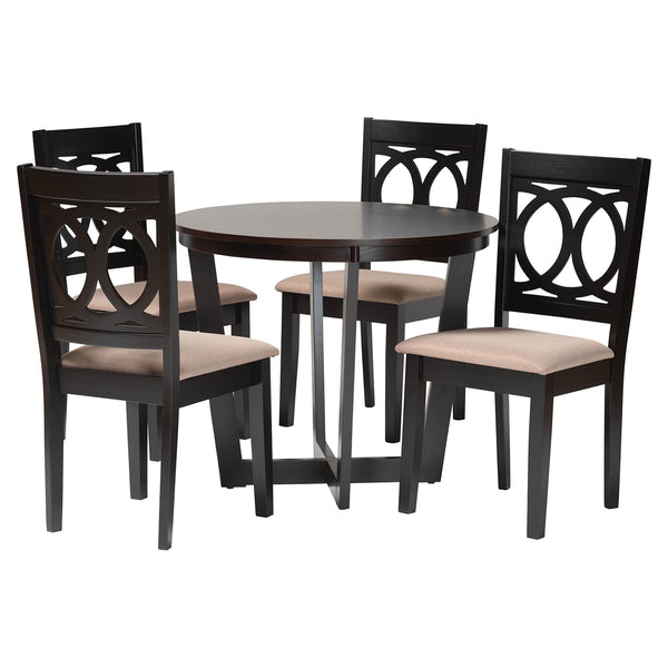 Kara Modern Sand and Dark Brown Finished Wood 5-Piece Dining Set
