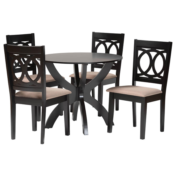 Rita Modern Sand and Dark Brown Finished Wood 5-Piece Dining Set