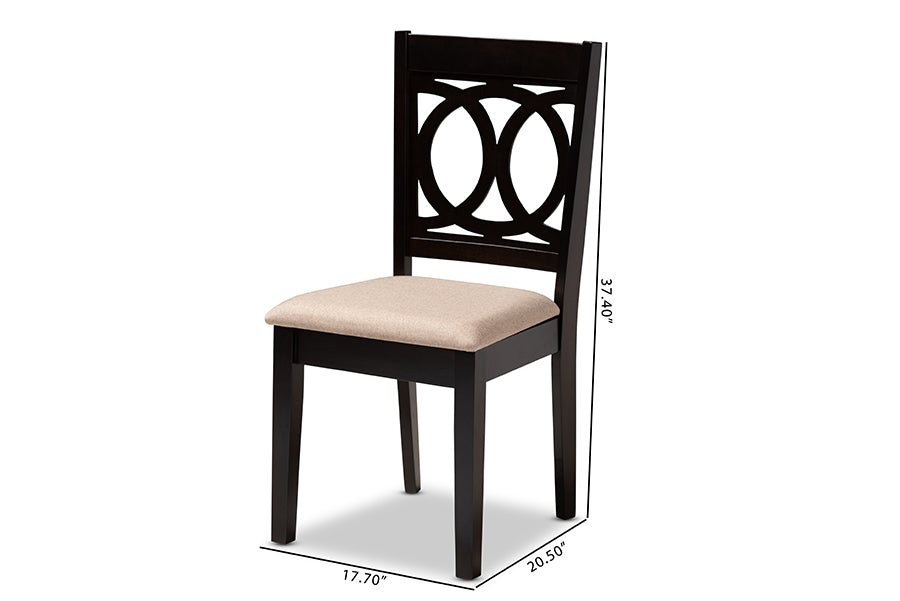 Lenoir Modern and Contemporary Sand Fabric Upholstered Espresso Brown Finished Wood Dining Chair Set of 4