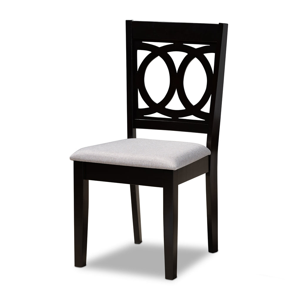 Lenoir Modern and Contemporary Grey Fabric Upholstered Espresso Brown Finished Wood 7-Piece Dining Set