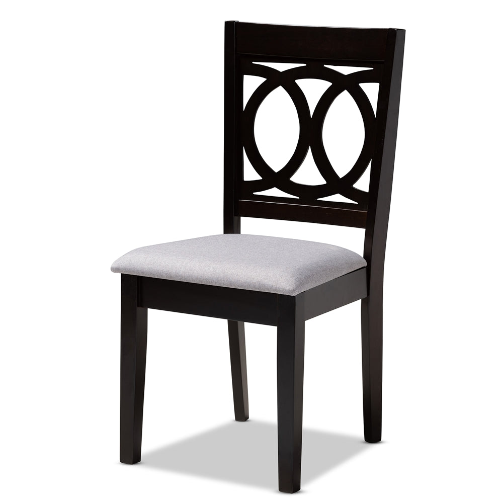 Sanne Modern and Contemporary Grey Fabric Upholstered and Dark Brown Finished Wood 5-Piece Dining Set