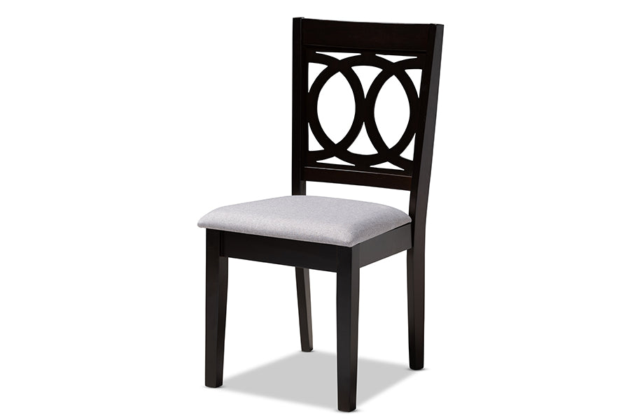 Lenoir Modern and Contemporary Grey Fabric Upholstered Espresso Brown Finished Wood Dining Chair Set of 4