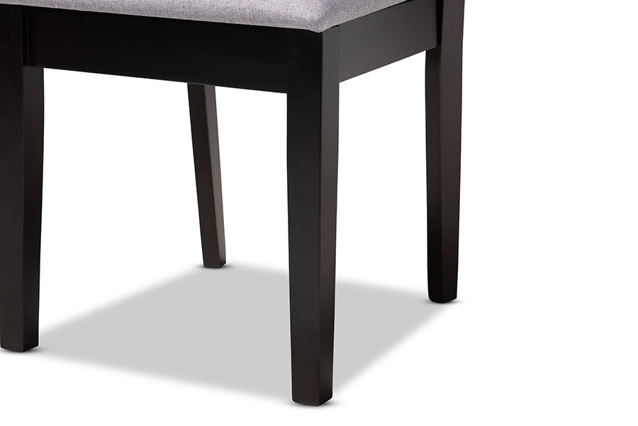 Lenoir Modern and Contemporary Grey Fabric Upholstered Espresso Brown Finished Wood Dining Chair Set of 4