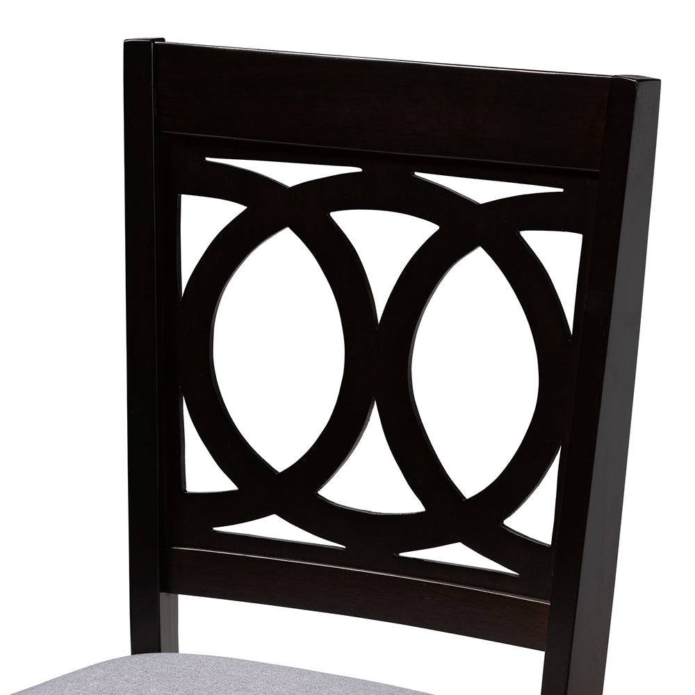 Lenoir Modern and Contemporary Grey Fabric Upholstered Espresso Brown Finished Wood 5-Piece Dining Set