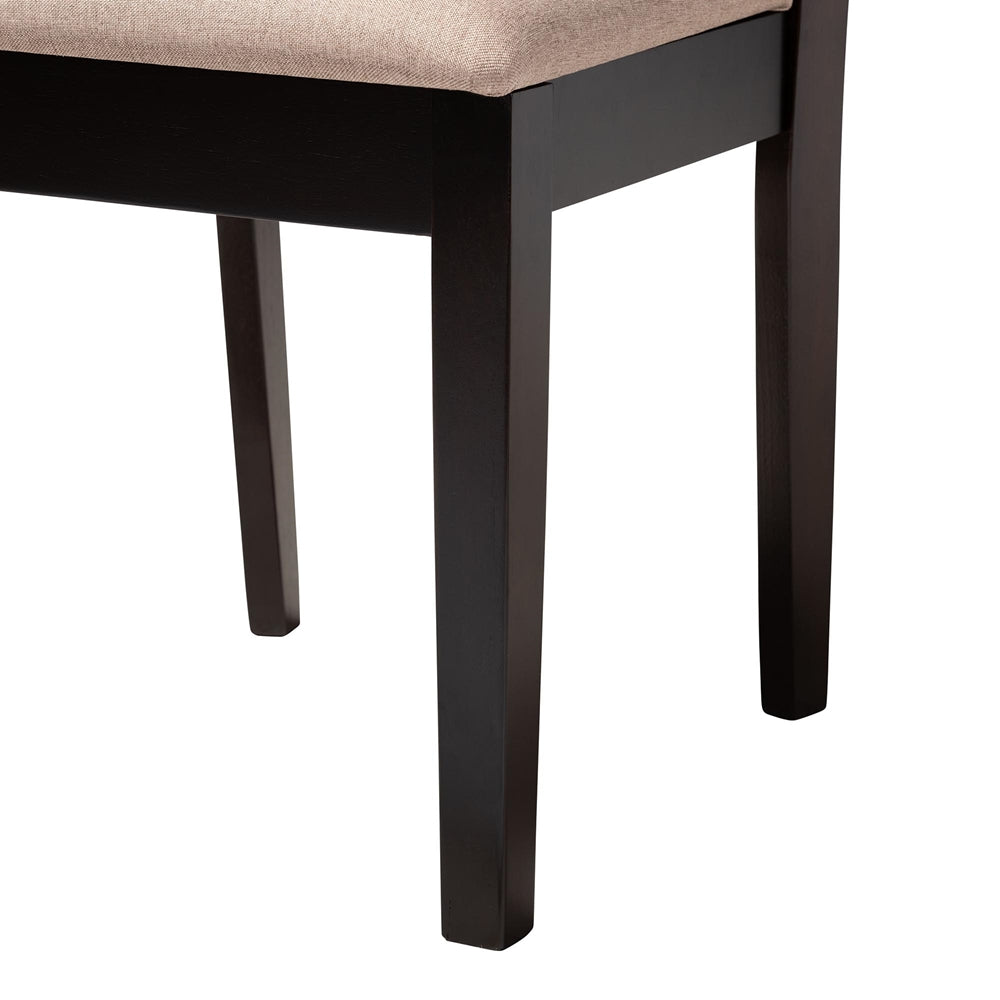Edona Modern Sand Fabric and Walnut Brown Finished Wood 5-Piece Dining Set
