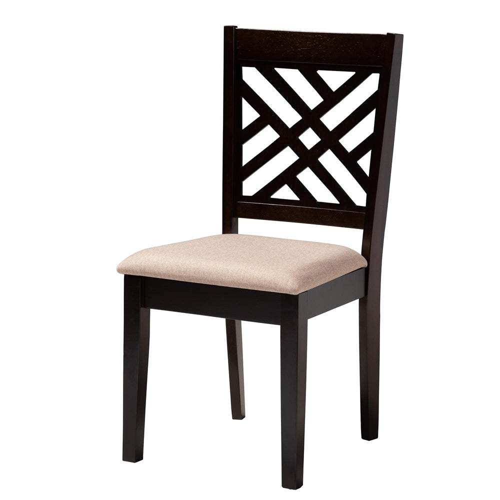 Gustavo Modern Sand Fabric and Walnut Brown Finished Wood 6-Piece Dining Set