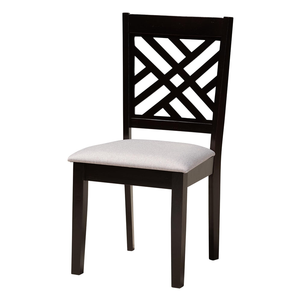 Norah Modern Grey Fabric and Dark Brown Finished Wood 5-Piece Dining Set