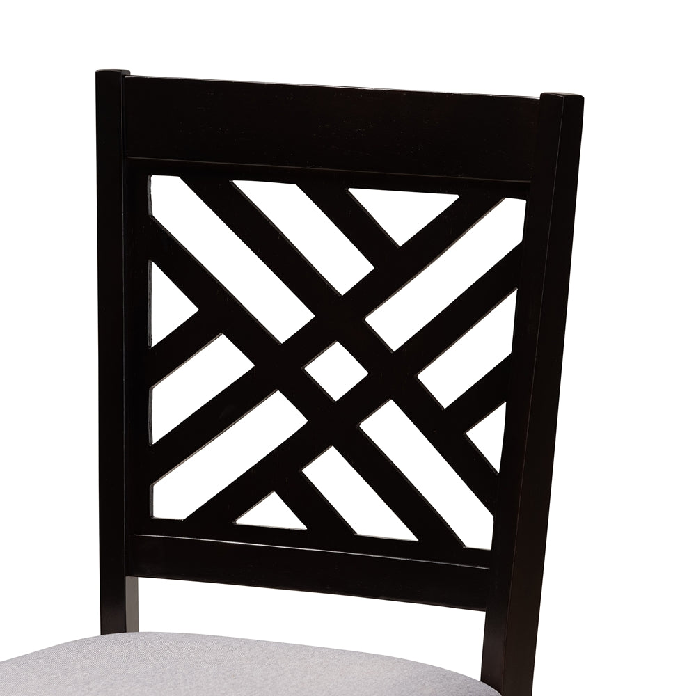 Lilly Modern and Contemporary Grey Fabric Upholstered and Dark Brown Finished Wood 5-Piece Dining Set