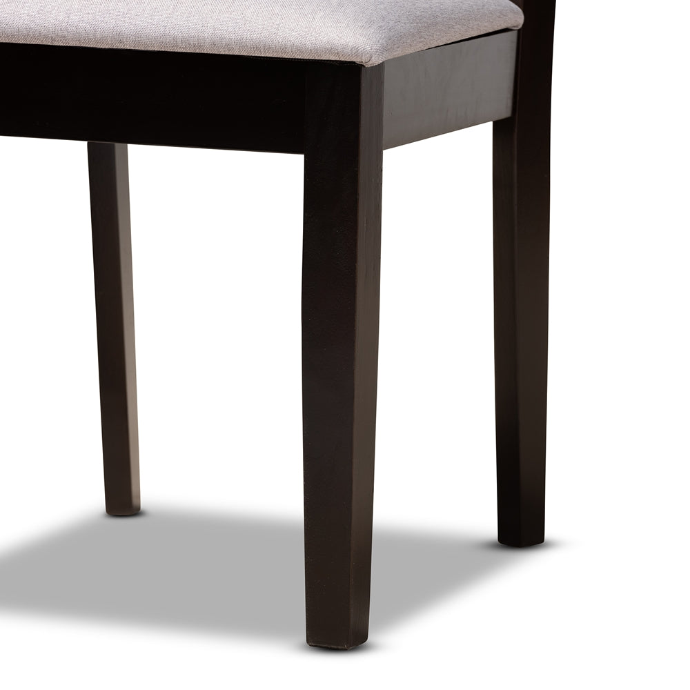 Lilly Modern and Contemporary Grey Fabric Upholstered and Dark Brown Finished Wood 5-Piece Dining Set
