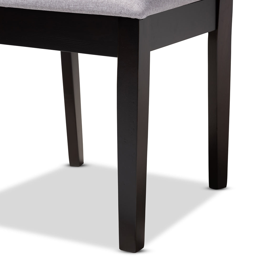 Gustavo Modern and Contemporary Grey Fabric Upholstered and Dark Brown Finished Wood 6-Piece Dining Set