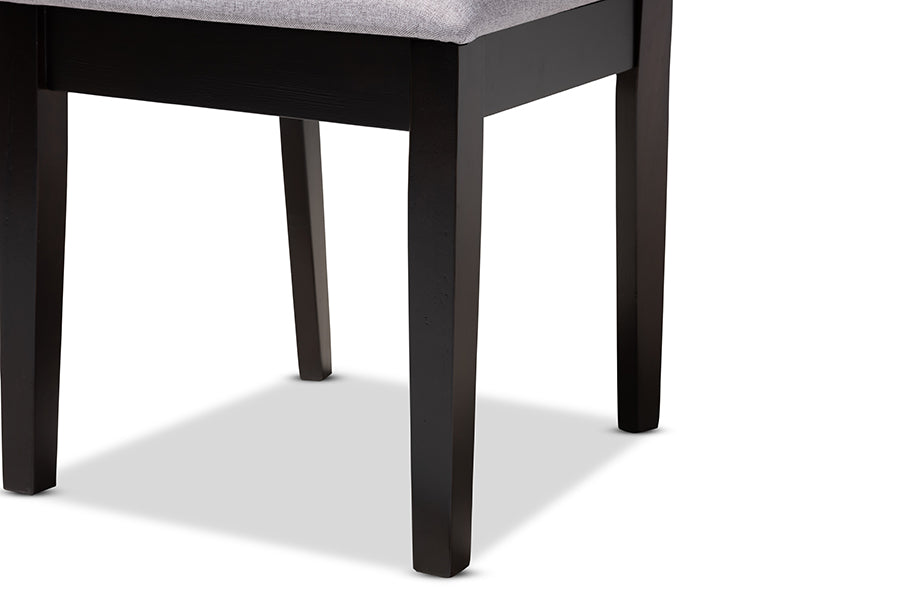 Caron Modern and Contemporary Grey Fabric Upholstered Espresso Brown Finished Wood Dining Chair Set of 4