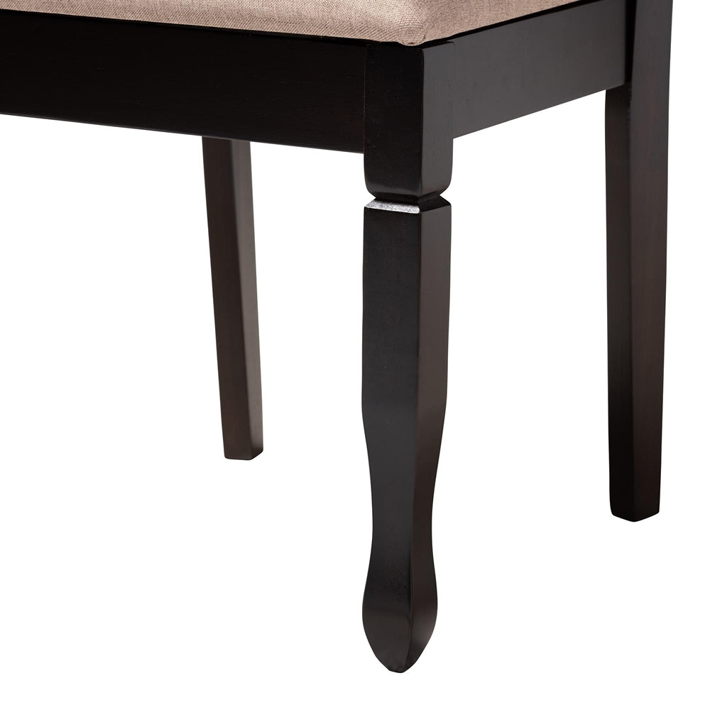 April Modern Sand Fabric and Dark Brown Finished Wood 5-Piece Dining Set