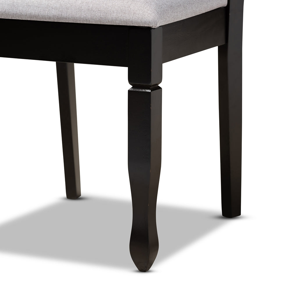 Reneau Modern and Contemporary Grey Fabric Upholstered Espresso Brown Finished Wood 7-Piece Dining Set