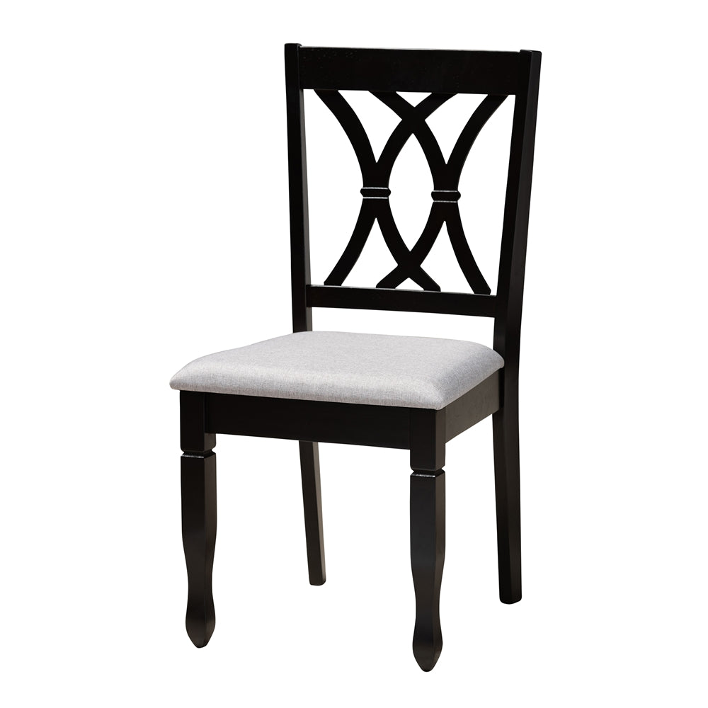 Maya Modern Grey Fabric and Espresso Brown Finished Wood 5-Piece Dining Set