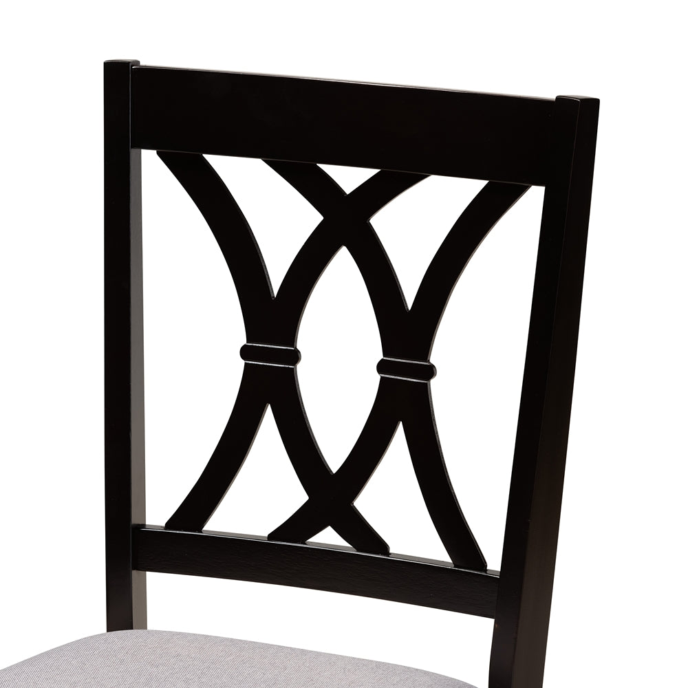 Maya Modern Grey Fabric and Espresso Brown Finished Wood 5-Piece Dining Set